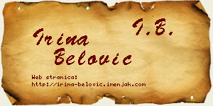 Irina Belović vizit kartica